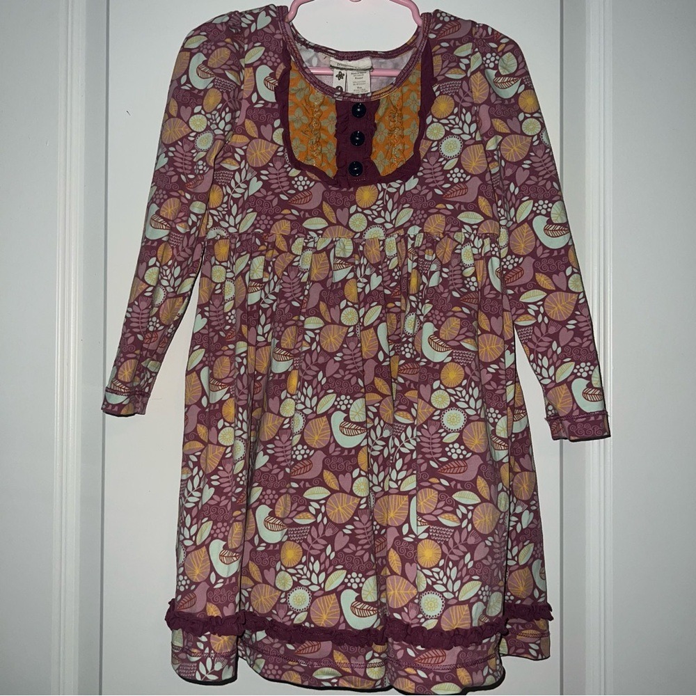 Matilda Jane Birdsong at Dawn Dress Girls 4 Long Sleeve Floral Ruffle Purple